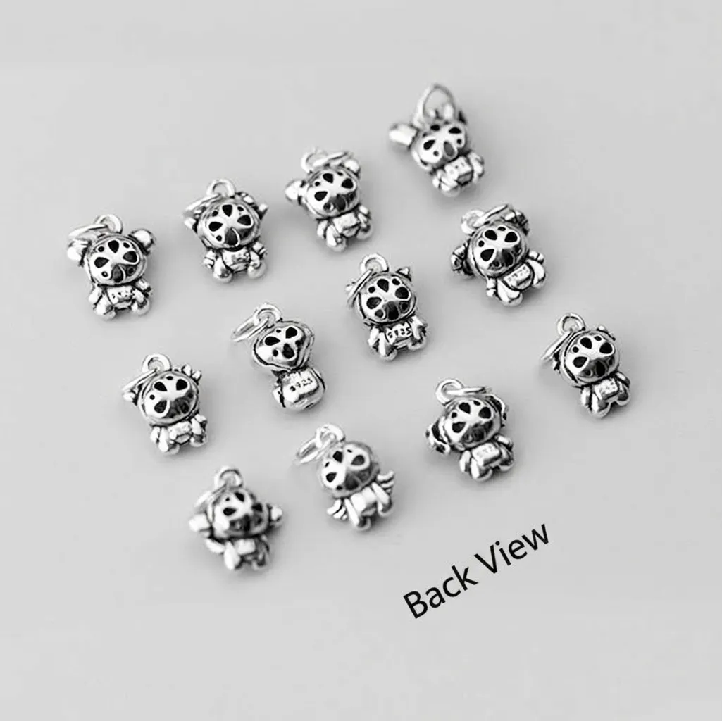925 Sterling Silver Vintage Thai Silver Zodiac Charms Hollow Out Twelve Zodiac Animals Pendant For DIY Bracelet Jewelry Findings
