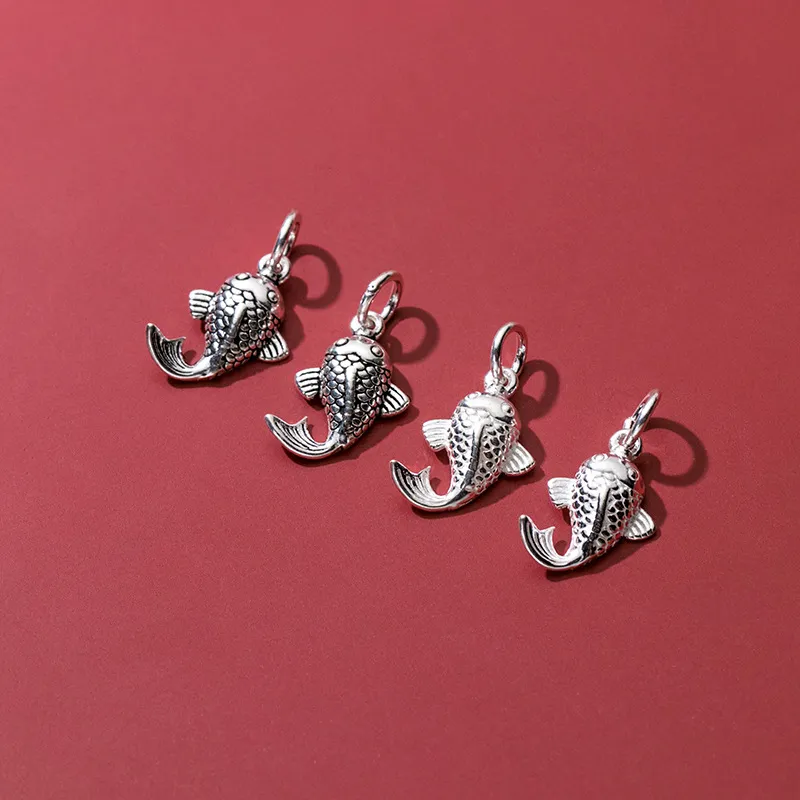 Vintage 925 Sterling Silver Whale Pendant For DIY Jewelry Making Antique Thai Silver Whale Charm For Bracelet Necklace Handmade Accessories