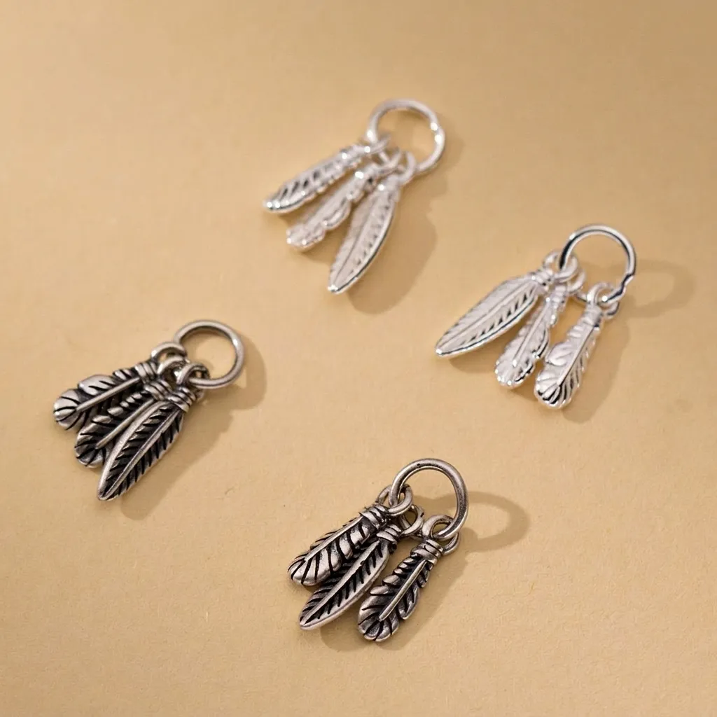 925 Sterling Zilveren Veer Hanger Alleen Voor DIY Sieraden Maken Retro Thais Zilver Geoxideerd Charm Armband Ketting Accessoire