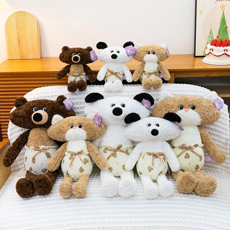 Cute Sleepy Pajamas Series Plush Bear Dog Cat Stuffed Animal Toy Soft Soothing Doll Sleeping Companion For Kids Room Decor Gift