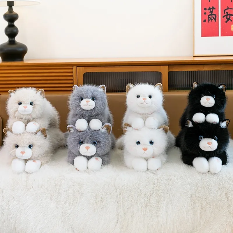 Simulation Prone Ragdoll Cat Plush Toy Realistic Stuffed Kitten Doll With Meowing Sound For Kids Girls Birthday Gift Home Decor