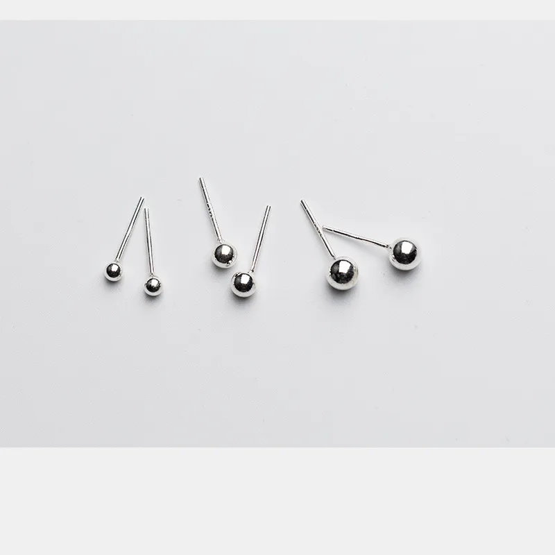 Minimalistisch 925 Sterling Zilveren Bal Oorknopjes Gladde Matte Afwerking Ronde Kraal Stift Oorbel Onderdelen Voor DIY Sieraden Maken Vrouwen Mannen Zilveren Accessoires