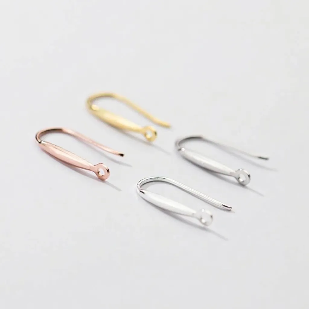 925 Sterling Silver Earring Hooks Earring Findings For DIY Jewelry Making Electroplated Gold Rose Gold Silver Accessories