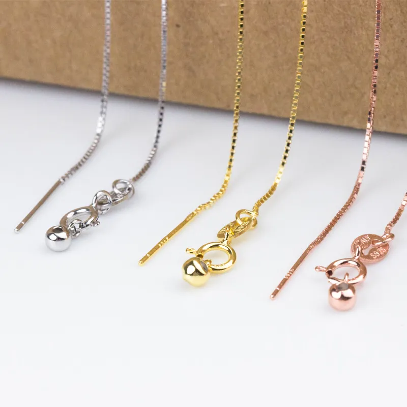 Catena Veneziana in Argento Sterling 925 Regolabile Fai da Te Accessorio Collana Con Chiusura a Molla E Perla in Silicone Solo Catena Senza Ciondolo