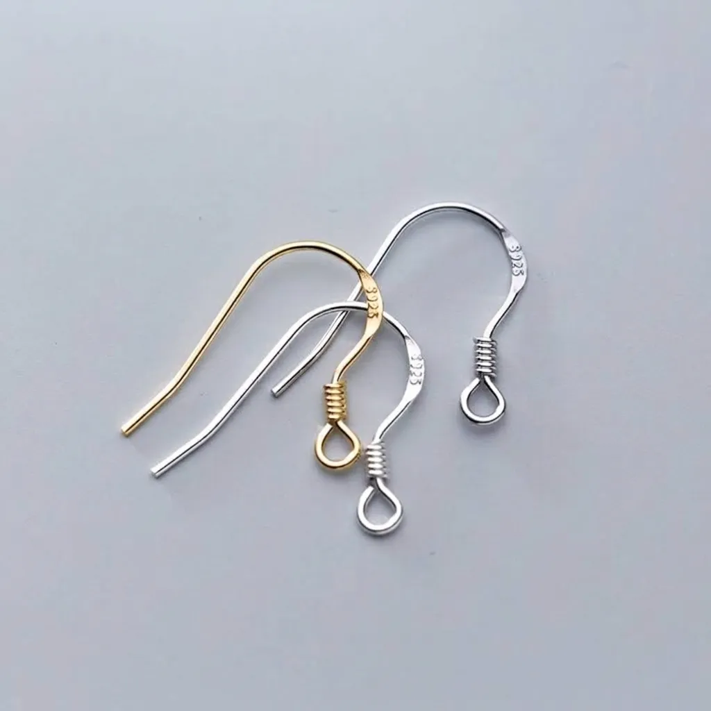 925 Sterling Silber Ohrhaken Flache Französische Ohrdrähte Mit S925 Stempel Gold Silber Roségold DIY Schmuckherstellung Zubehör