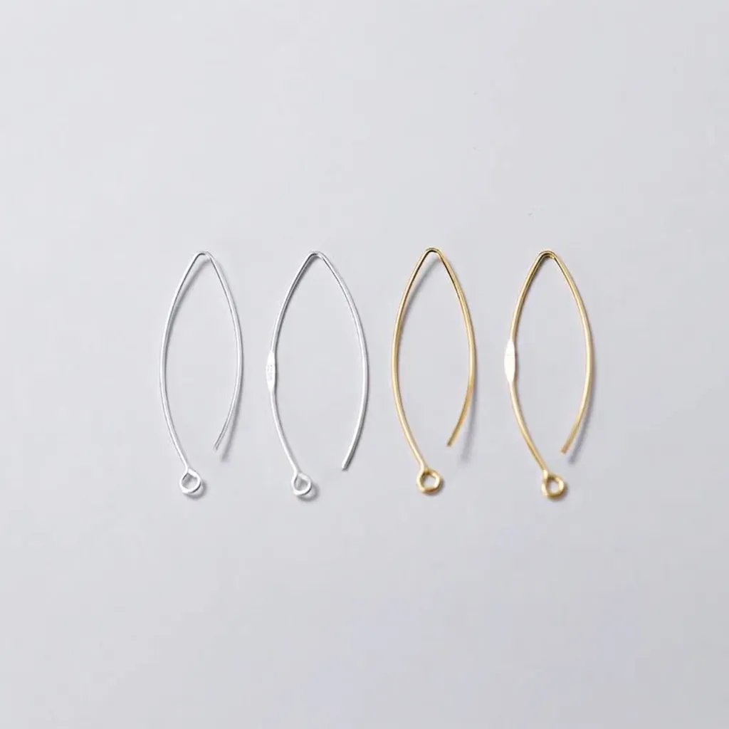 Crochets d'Oreilles en Forme de V en Argent Sterling S925 Accessoires de Bijouterie DIY Plaqués Or Argent Minimalistes