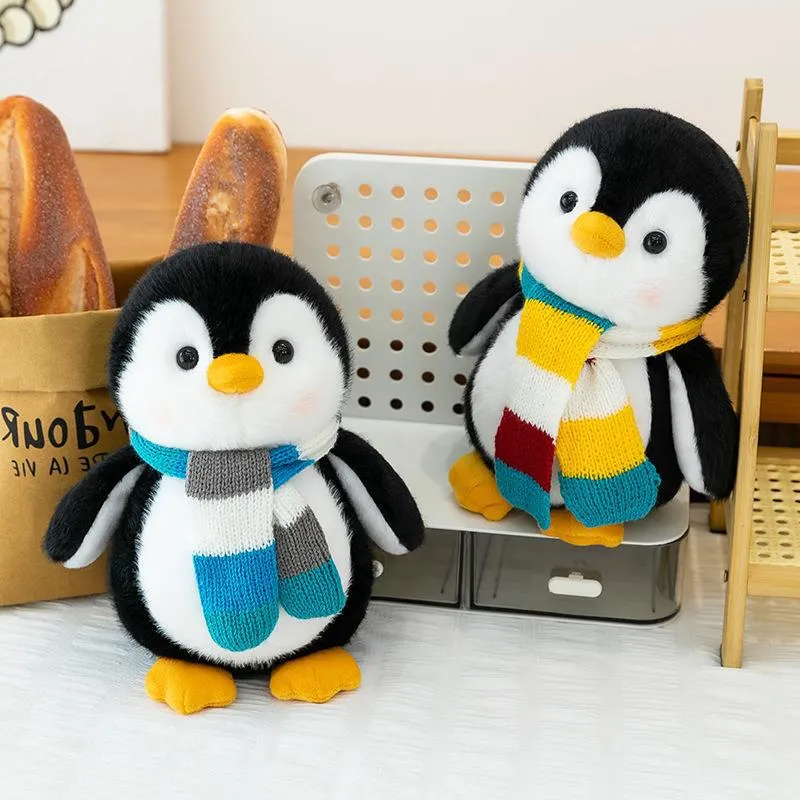 Cute Animal Plush Toy Penguin Elephant Fox With Scarf Soft Stuffed Accompanying Doll Stress Relief Plushies For Kids Birthday Gift