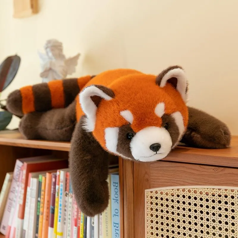 Cute Prone Red Panda Raccoon Fox Plush Toy Simulation Sleeping Pillow Stuffed Animal Cushion Home Office Decor Gift For Kids