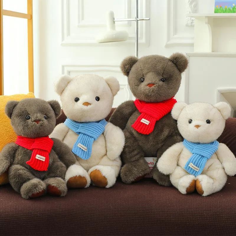 Peluche de Oso Teddy Suave Con Bufanda de Punto Muñeco de Animal de Peluche Cálido para Niños Parejas Regalo de Curación Decoración de Habitación