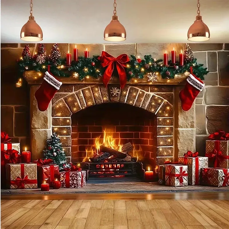 Arazzo Di Sfondo Foresta Innevata Di Natale Scena Di Neve Invernale Albero Di Natale Da Parete Per Decorazioni Per Feste Natalizie
