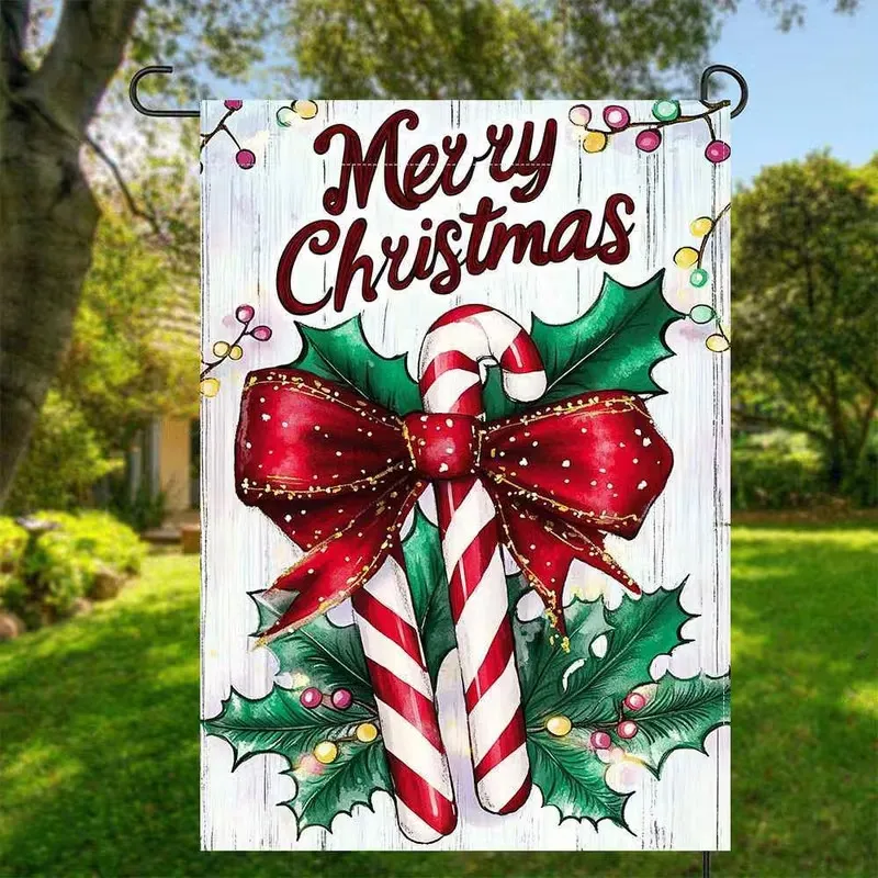 Weihnachts-Gartenflagge Schneemann Lebkuchenmann Outdoor Hof Dekoration Polyester Pongee Festliche Rasen Hängende Flagge Urlaub Haus Deko