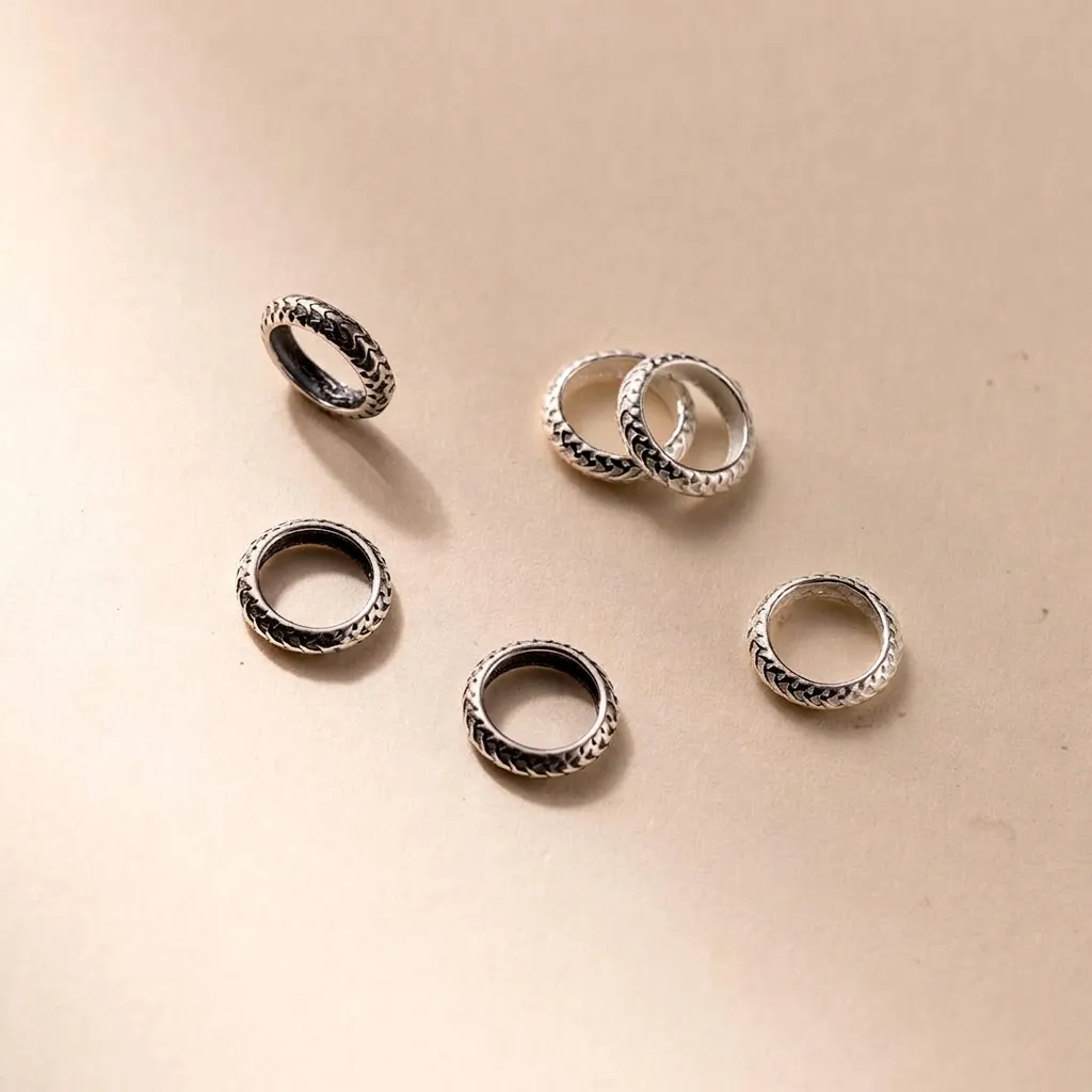 S925 Sterling Silver Vintage Wheel Spacer Beads Antique Round Ring Loose Beads For Handmade Jewelry Making DIY Bracelet Accessories