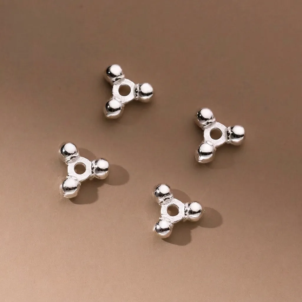 Perles d'Espacement Triangulaires en Argent Sterling 925 Polies Pour Création de Bijoux DIY Bracelet Collier Accessoire