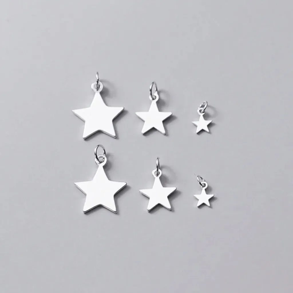 Colgante Solo Sin Cadena Plata de Ley 925 Estrella Charm Minimalista Pulido Colgante de Estrella de Cinco Puntas Para DIY Joyería Pulsera Collar Accesorios