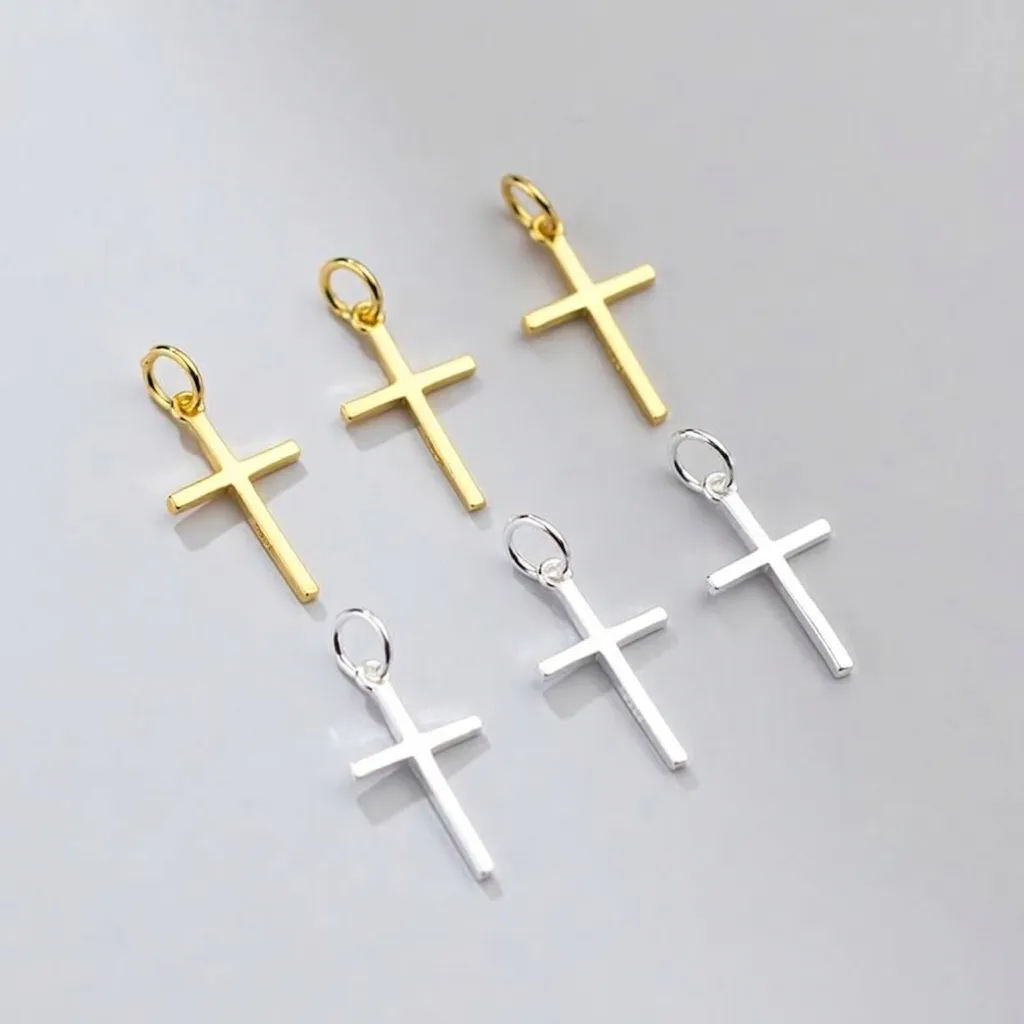 925 Sterling Silver Cross Pendant For DIY Jewelry Making Bracelet Necklace Accessories Polished Metal Cross Charms Minimalist Religious Jewelry Components