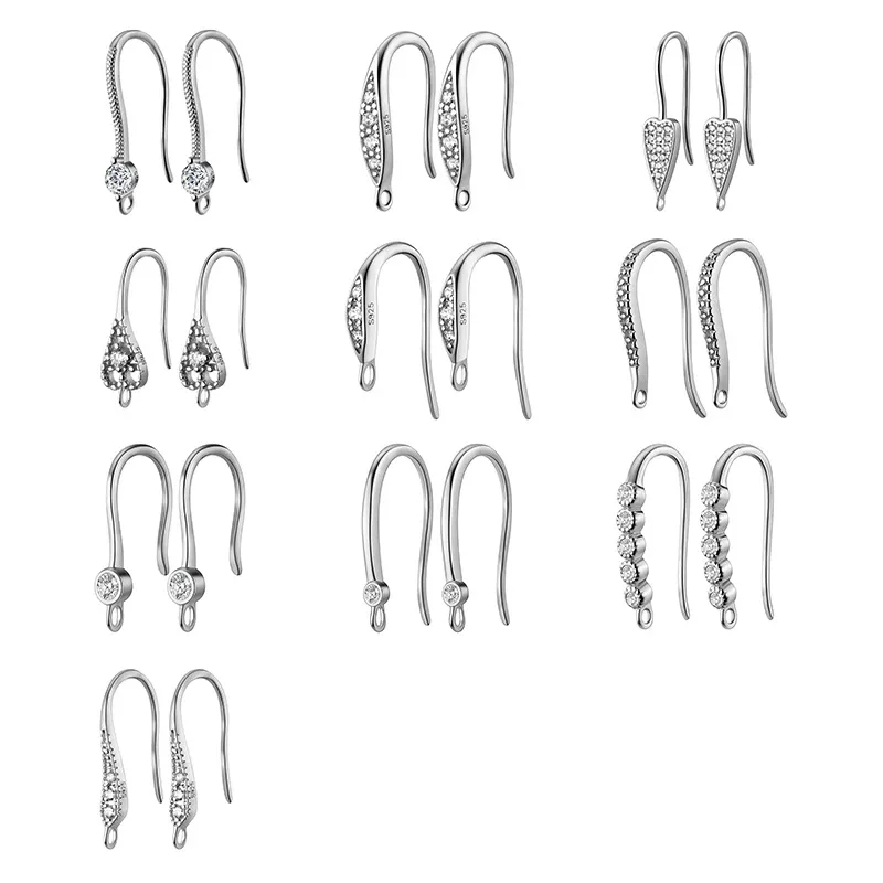 Crochets d'Oreilles en Argent Sterling 925 Avec Strass Électroplaqués Or Or Rose Argent Accessoires de Boucles d'Oreilles DIY Femme