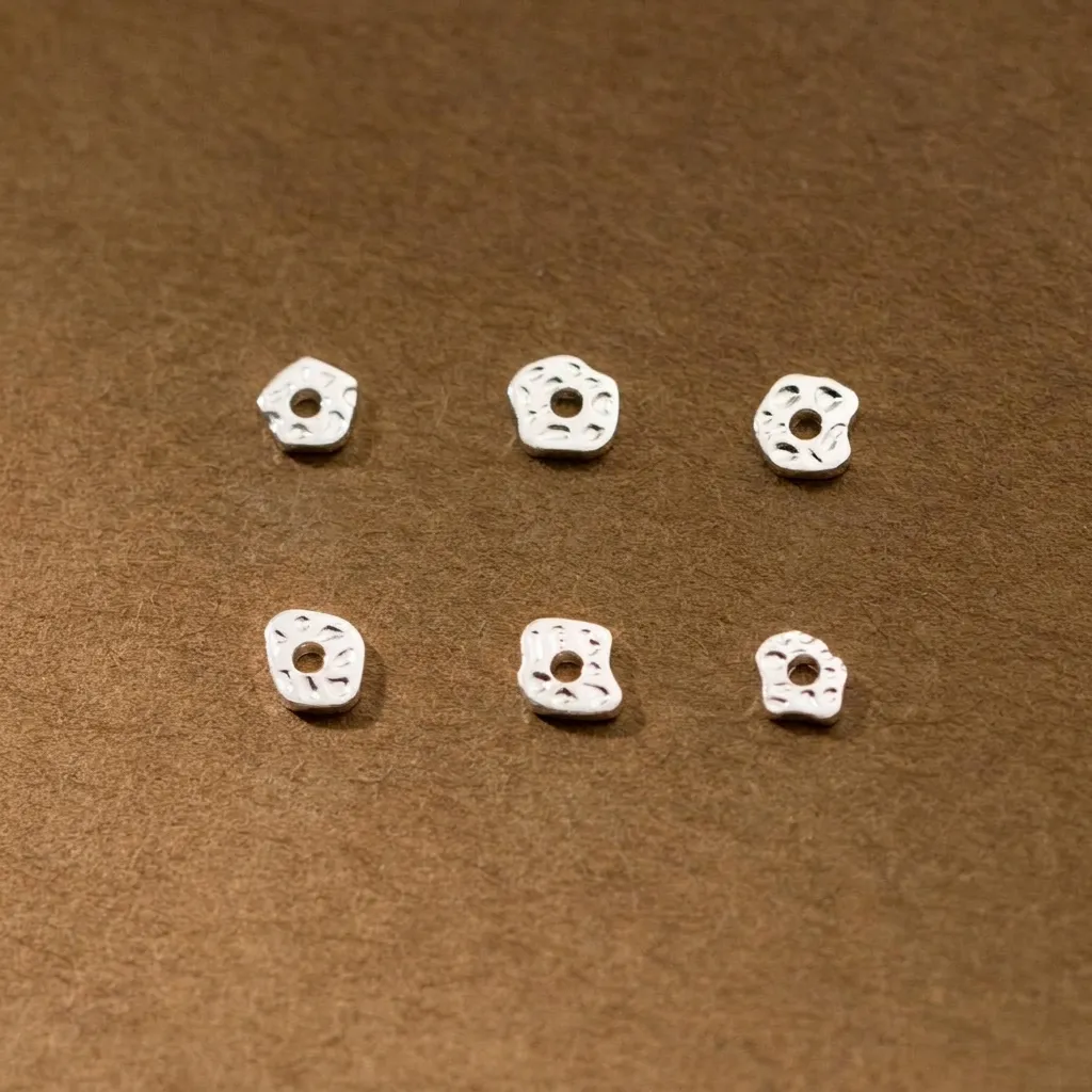 925 Sterling Silver Irregular Spacer Beads Hammered Texture Silver Nugget Loose Beads For DIY Bracelet Necklace Jewelry Making Handmade Crafts