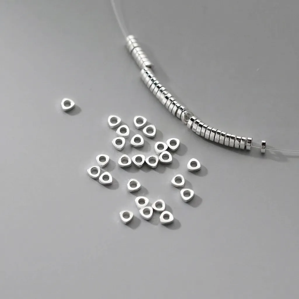 S925 Sterling Silver Triangle Spacer Beads Geometric Loose Beads DIY Bracelet Jewelry Making Accessories Small Metal Spacer Beads