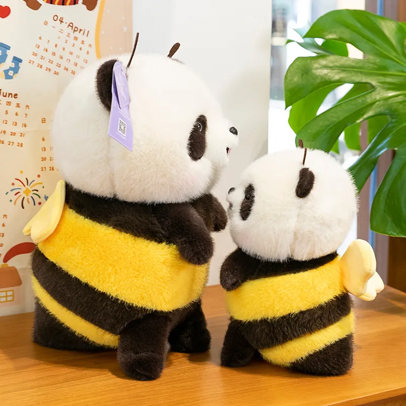 Creative Bee Panda Plush Toy 45cm Soft Stuffed Animal With Wings Antennae Cute Cartoon Decor For Birthday Gift Home Decor