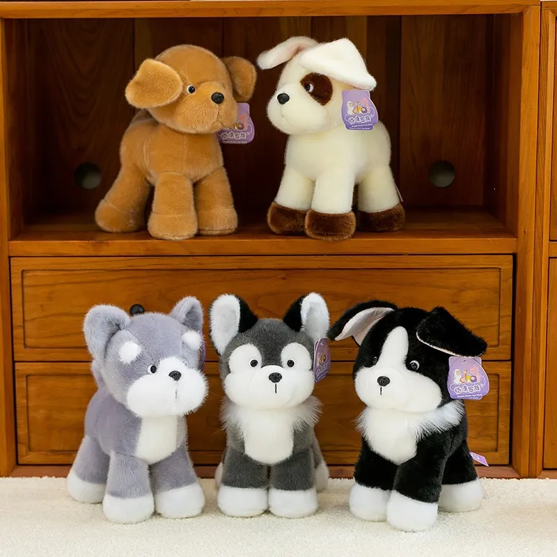 Realistic Puppy Tumbler Plush Toy Schnauzer Husky Border Collie Golden Retriever Stuffed Animal Soft Companion Home Decor Gift For Kids
