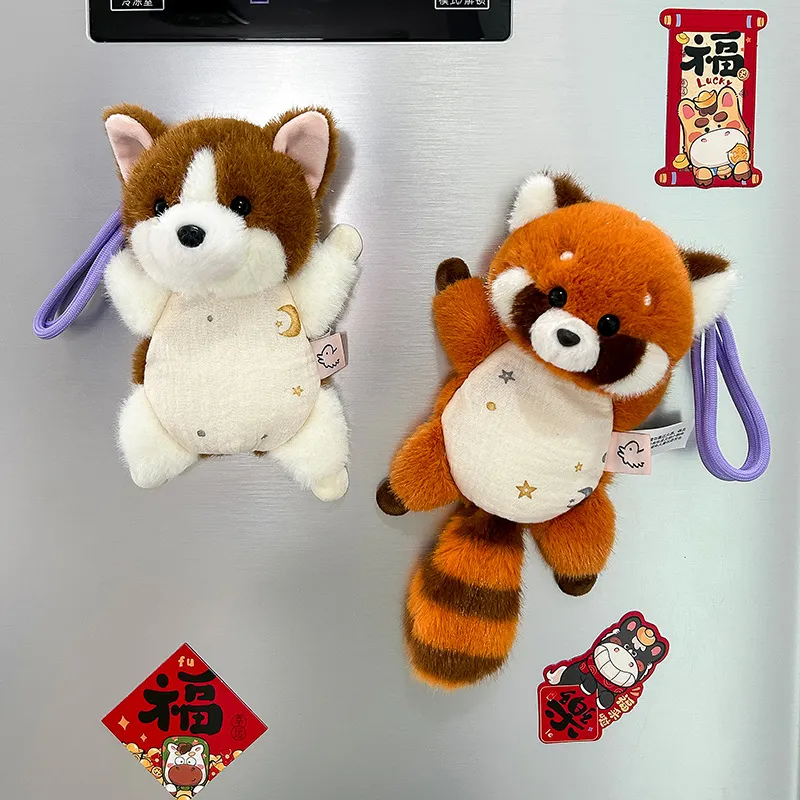 Portachiavi in Peluche Animale Magnetico Simpatico Panda Minore Husky Elefante Pinguino Pecora Calamita da Frigo Peluche Decorativo