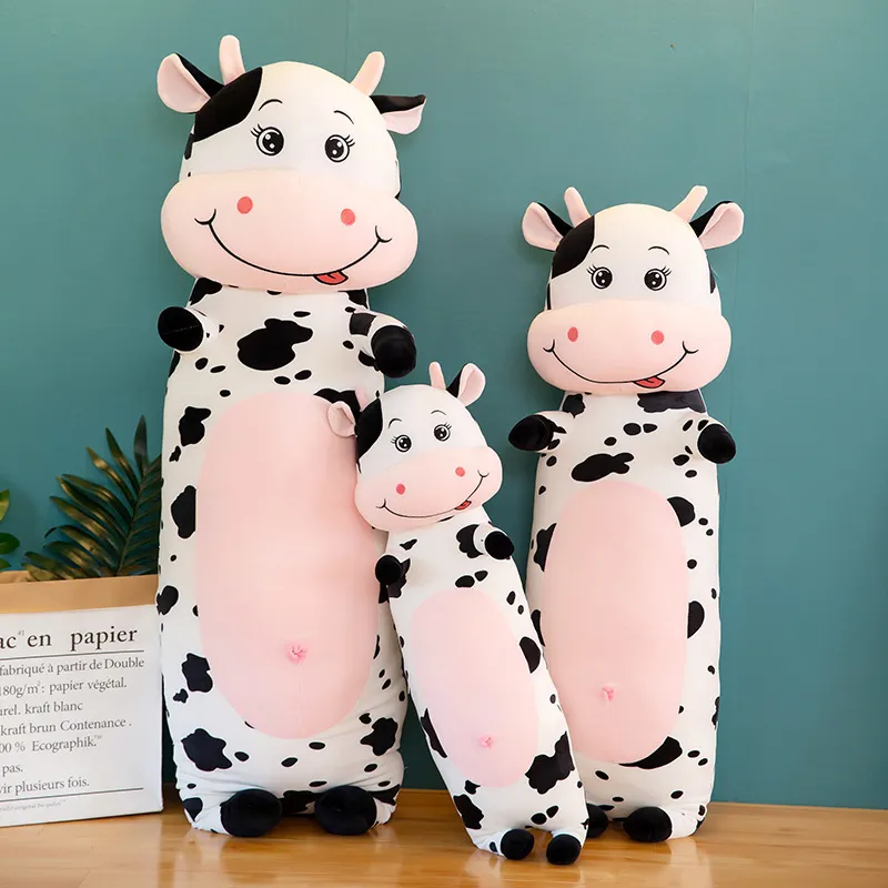 Super Weiches Kuh Plüschkissen Langes Kuscheltier Kuh Puppe Schlafendes Körperkissen Geburtstagsgeschenk Für Mädchen Schwarz Weiß