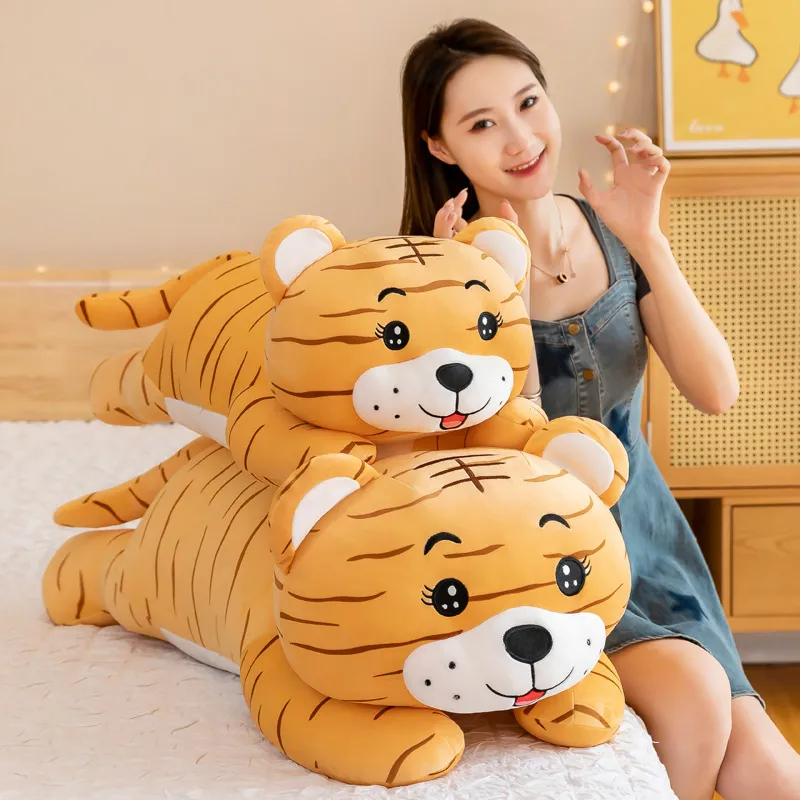 Lindo Tigre De Peluche Gordo Almohada De Tigre Suave Animal De Peluche Muñeca Para Niños Regalo De Cumpleaños Almohada De Tigre