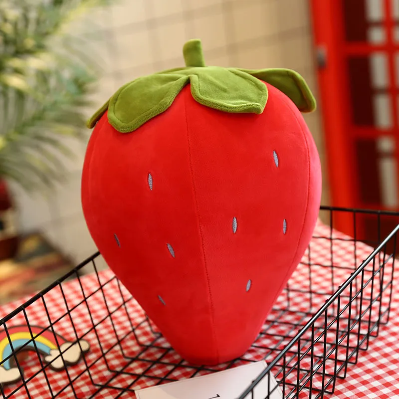 Simpatico Grande Peluche a Forma di Fragola Morbido Cuscino di Frutta Kawaii Rosso Rosa Cuscino per Ragazze Bambini Decorazione Casa Regalo Compleanno