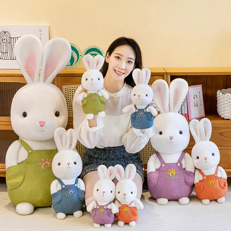 Zonneschijn Konijn Pluche Speelgoed Met Tuinbroek Zacht Konijn Knuffeldier Pop Kleurrijke Bunny Pluche Voor Kinderen Cadeau Huisdecoratie