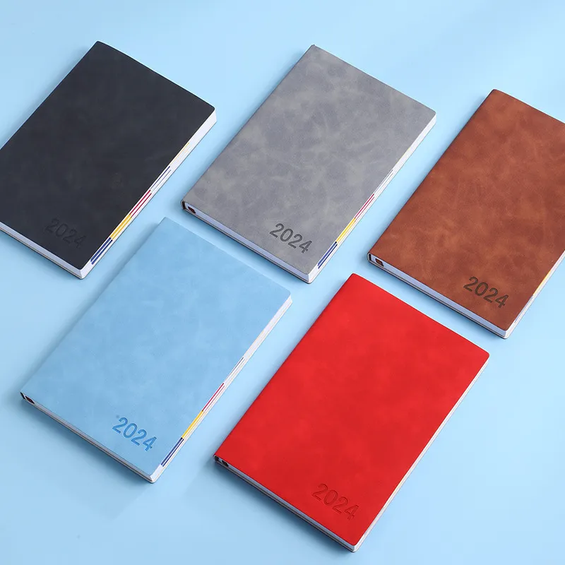 Agenda 2026 Anglais A5 Planificateur Quotidien Gestion du Temps Carnet de Notes Couverture Rigide en Similicuir Fournitures de Bureau École