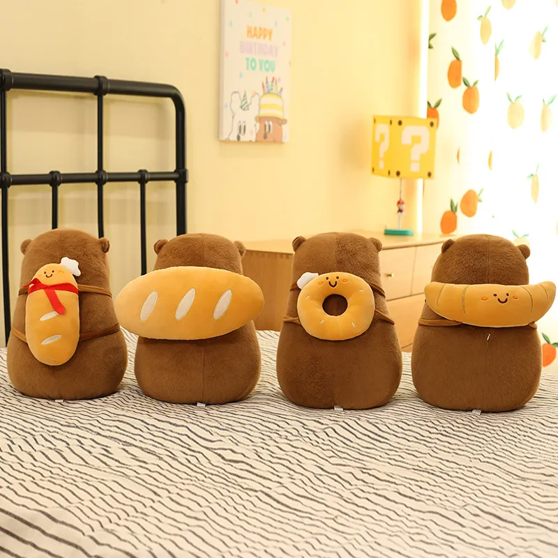 Süßes Cartoon Capybara Plüschtier Kreativer Bäckerei Brot Hamburger Rucksack Weiches Stofftier Puppe Kissen Raumdeko Geschenk Für Kinder Erwachsene