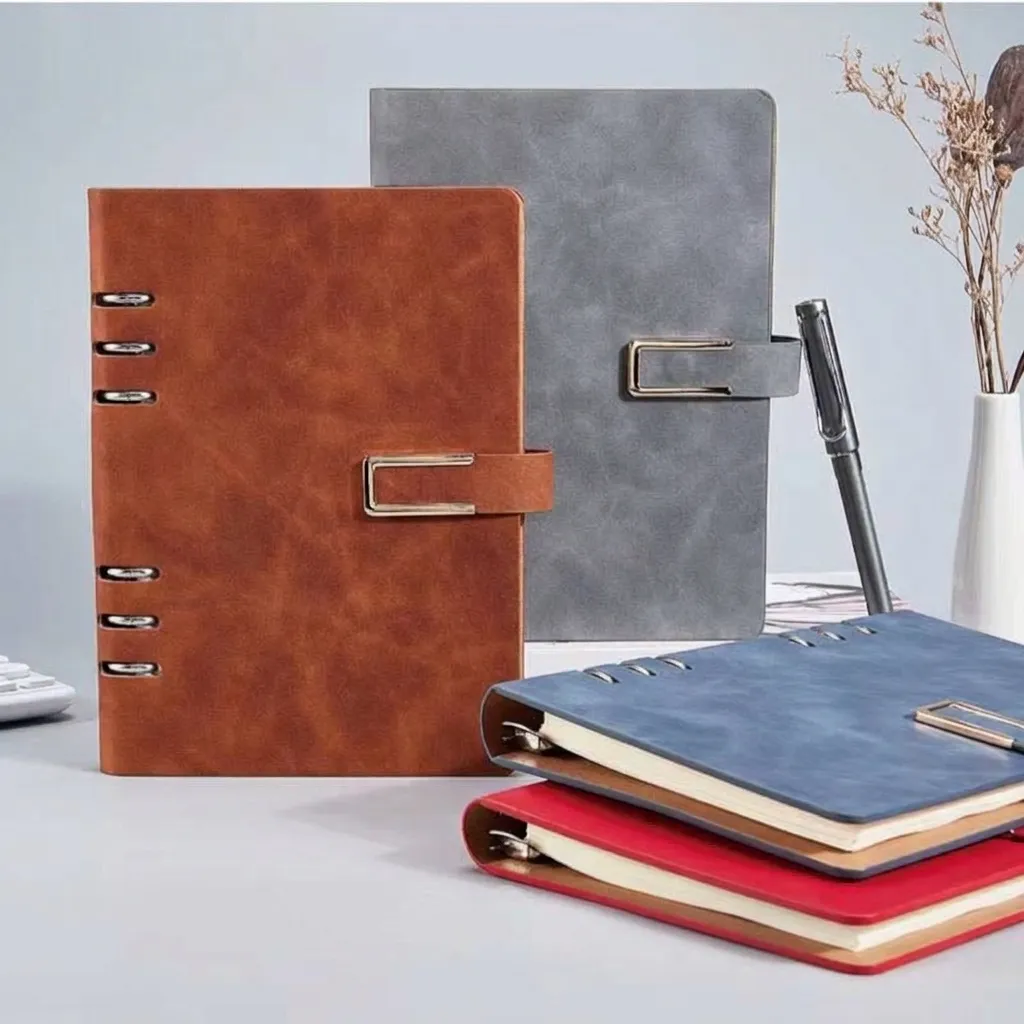 A5 Loose-leaf Notebook Business Stationery With 6-Hole Metal Binder PU Leather Cover Buckle Journal Planner For Office School