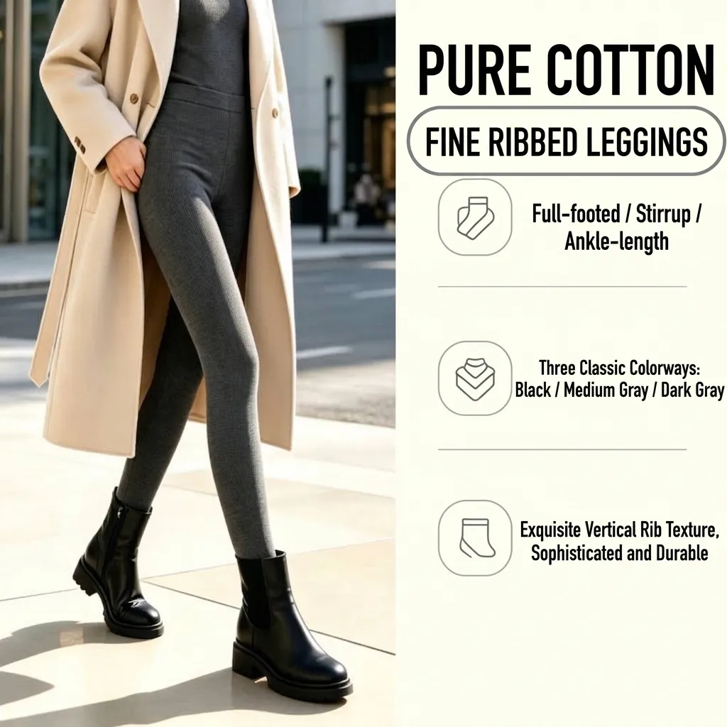 Women Casual Cotton Ribbed Vertical Striped Leggings High Elastic Slimming Footed Stirrup Ankle Length Autumn Winter Warm Tights