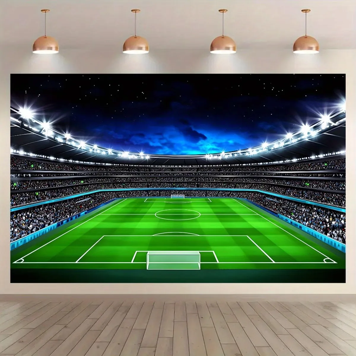 Soccer Field Stadium Photography Background Fabric Digital Printed Sport Theme Backdrop For Soccer Fans Game Watching Party Decoration Photography Props