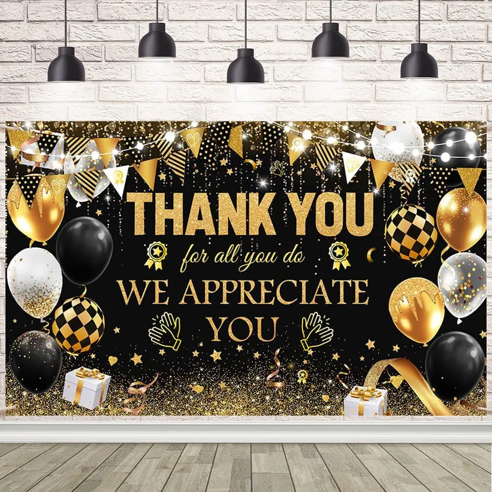 Thank You Theme Photography Backdrop Pink Glitter Balloons Pattern Polyester Background Cloth For Appreciation Party Decoration Event Prop