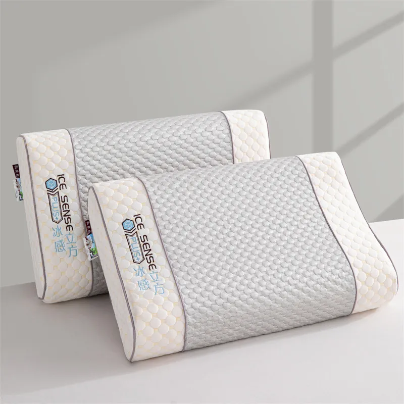 Natural Latex Pillow Cooling Ice Sense Contour Pillow Ergonomic Neck Support Breathable Washable Cover Summer Bedding
