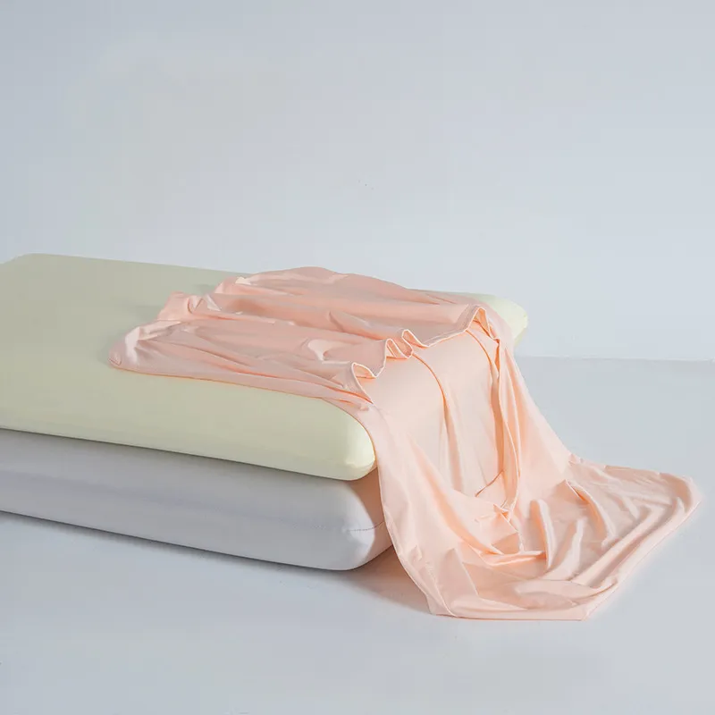 Cooling Ice Silk Pillowcase Elastic Solid Color Summer Pillow Cover For Memory Foam Latex Pillows Breathable Washable Bedding Accessory