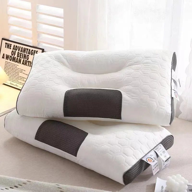 Ergonomic Neck Support Pillow Cloud Soft 3D Partition SPA Massage Bed Pillow For Sleeping Home Breathable Honeycomb Fabric Neck Pillow