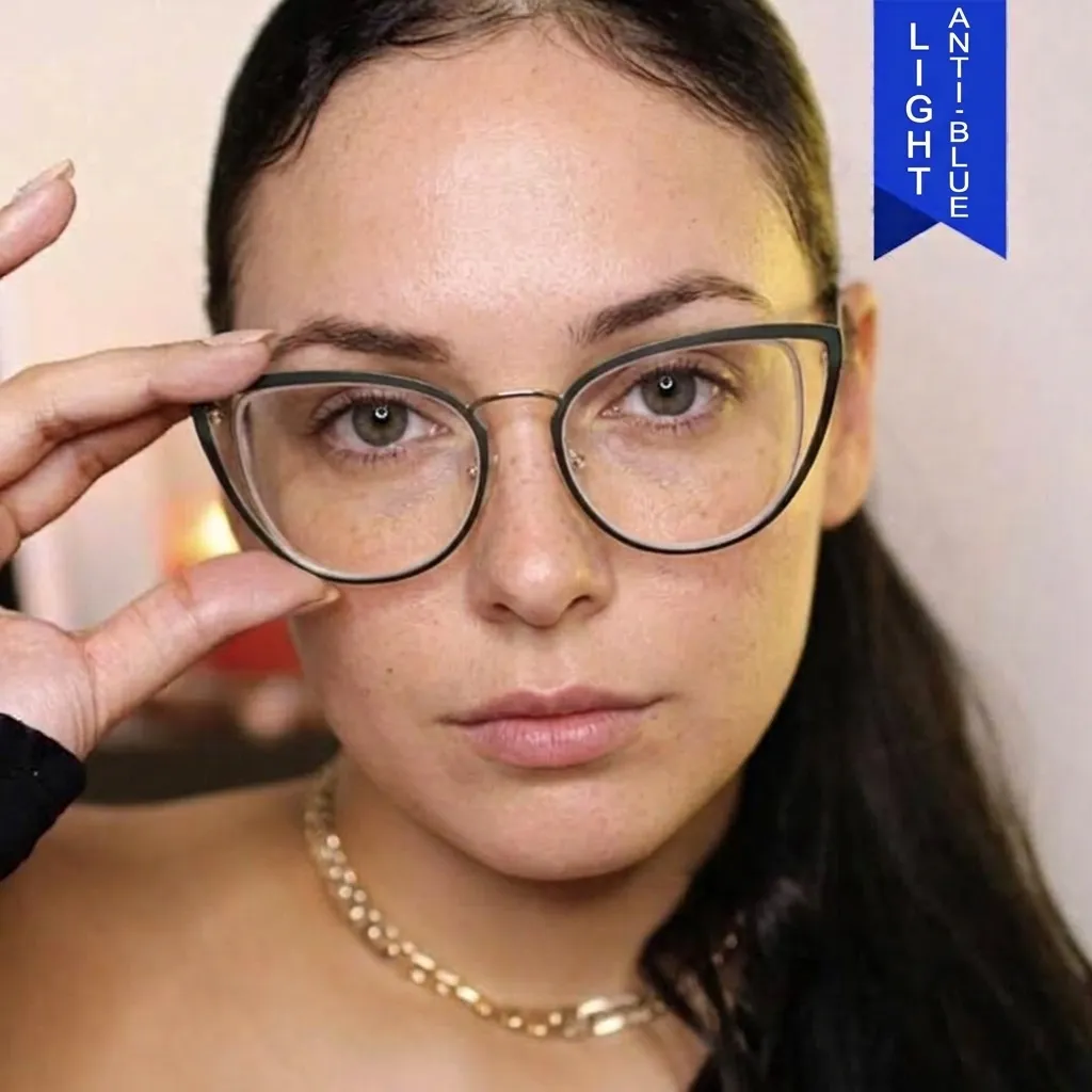 Gafas de Ojo de Gato Y2K para Mujer Montura de Metal Vintage Gafas de Plano Retro Montura Óptica