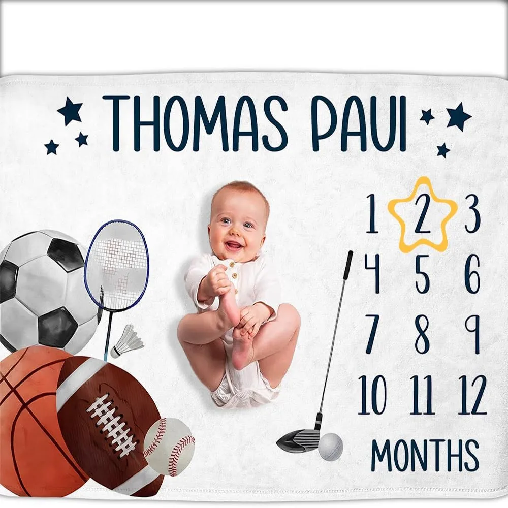 Baby Meilenstein Decke Weichem Polyester Sport Thema Neugeborene Monatliches Wachstum Diagramm Fotografie Requisite Hintergrund Matte Für Kleinkinder