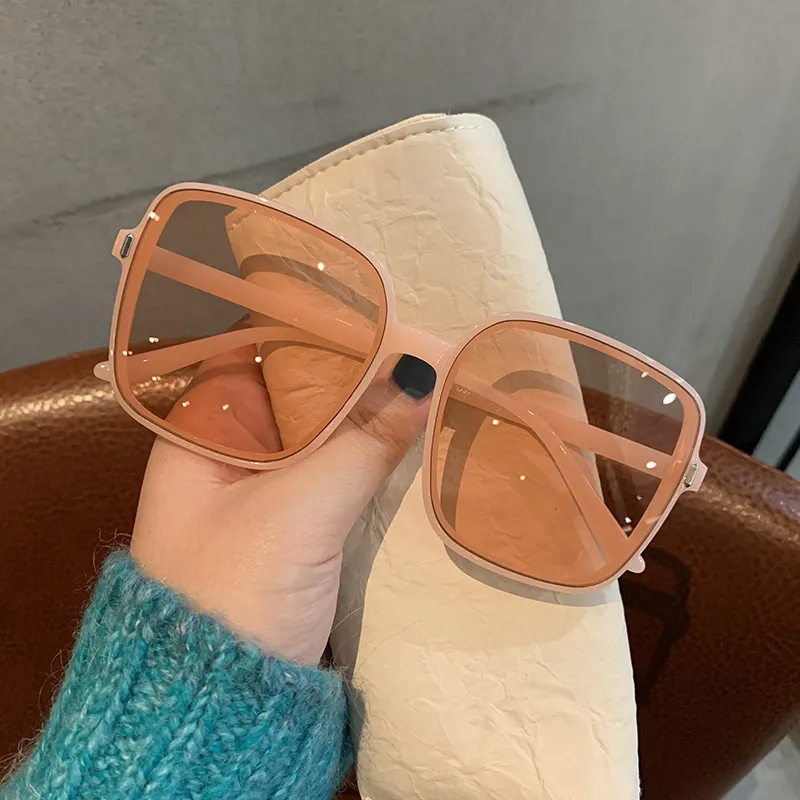 Gafas de Sol Cuadradas de Estilo Coreano para Mujer Moda Tendencia Vintage Montura Grande Gafas de Sol Protección UV