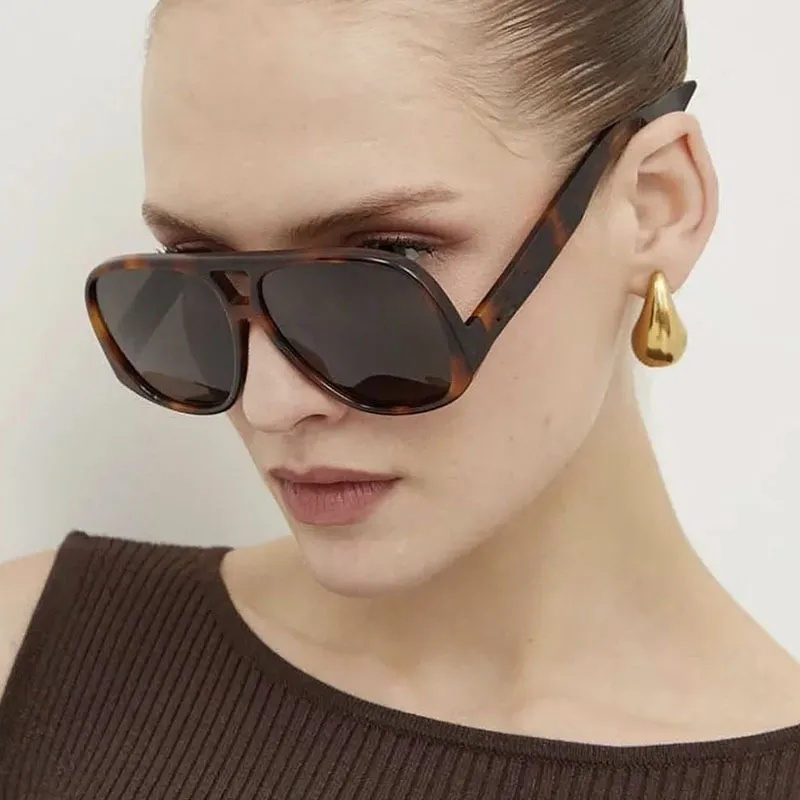 Mode Oversize Aviator Sonnenbrille Für Damen Herren Pilot Stil Großer Rahmen UV400 Schutz Retro Trendige Brillen Outdoor