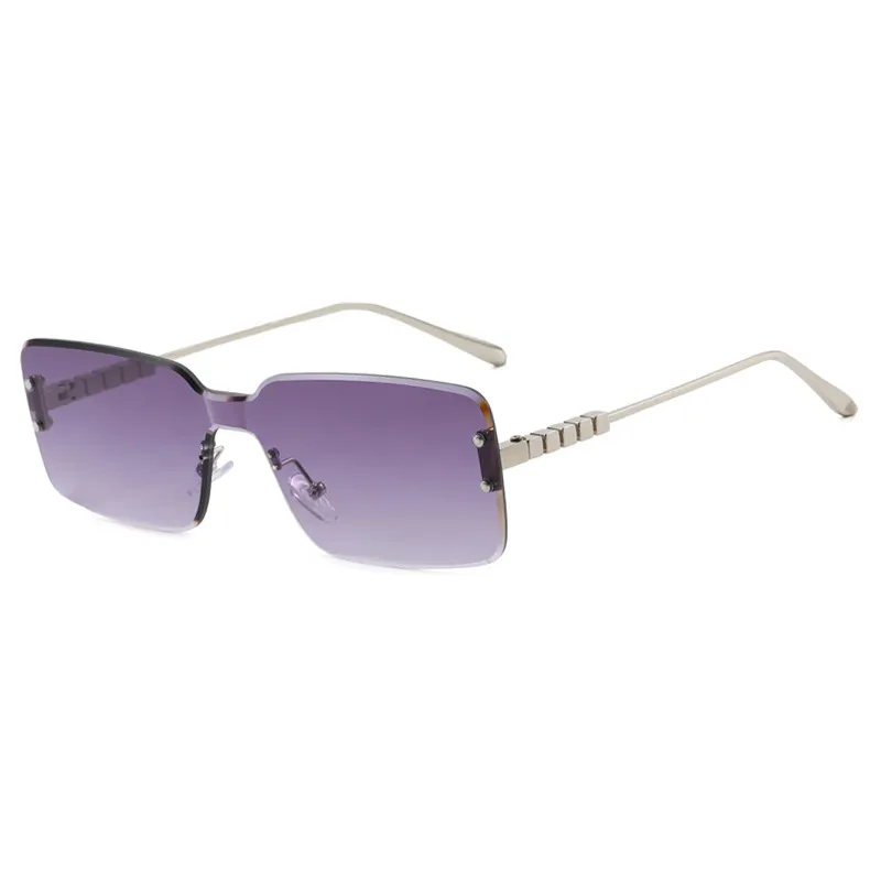 Gafas de Sol Cuadradas de Tamaño Grande sin Montatura para Mujer Moda Protección UV400 Patillas de Metal Gafas Streetwear de Tendencia