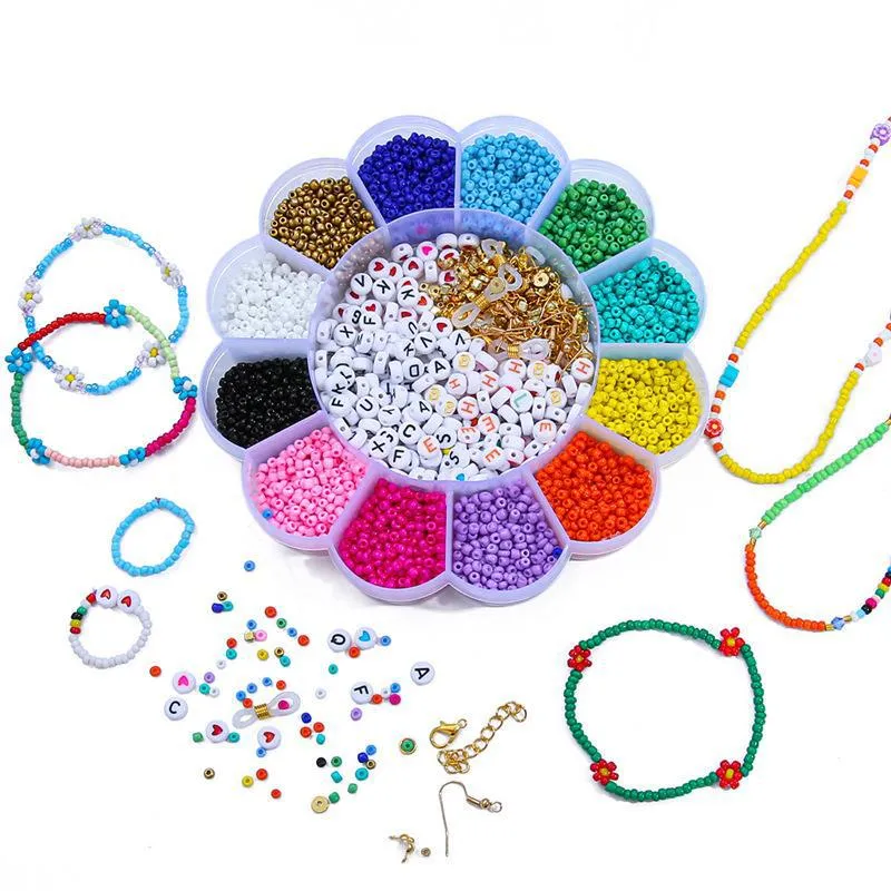 DIY Schmuckherstellungs-Set Bunte Glasperlen Polymerton Alphabet Buchstabenperlen Für Armband Halskette Ohrring Bastelset