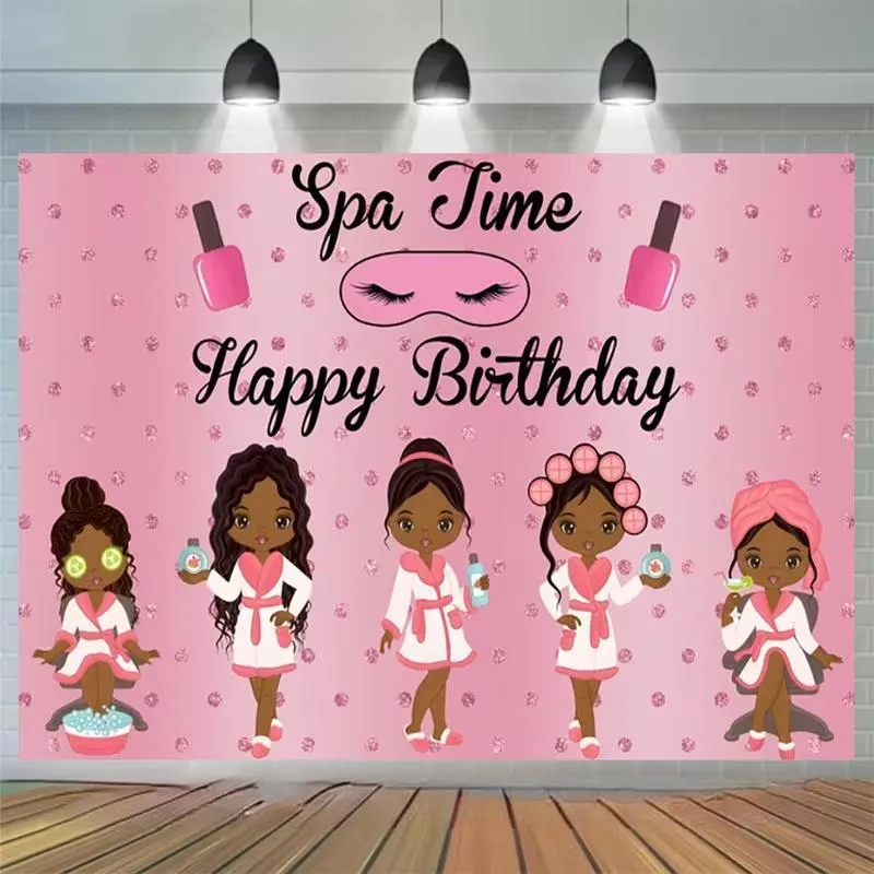 Fondo de Cumpleaños para Fiesta SPA para Niñas Rosa Tema SPA Decoraciones de Fiesta Fotografía Fondo Tapiz para Colgar en la Pared