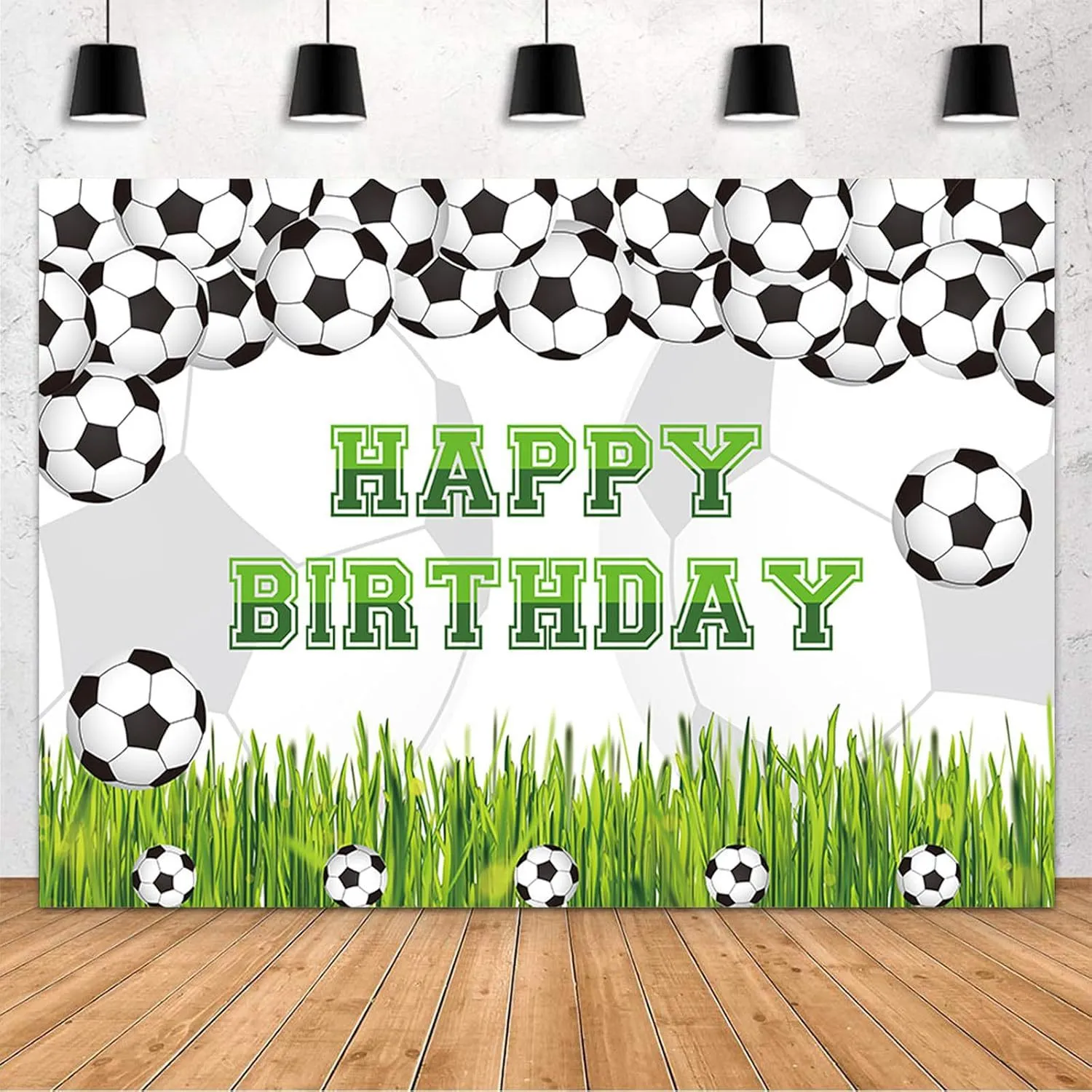 Soccer Soccer Field Theme Happy Birthday Photography Backdrop For Kids Boy Sport Party Supplies Polyester Background Cloth Wall Hanging Decoration