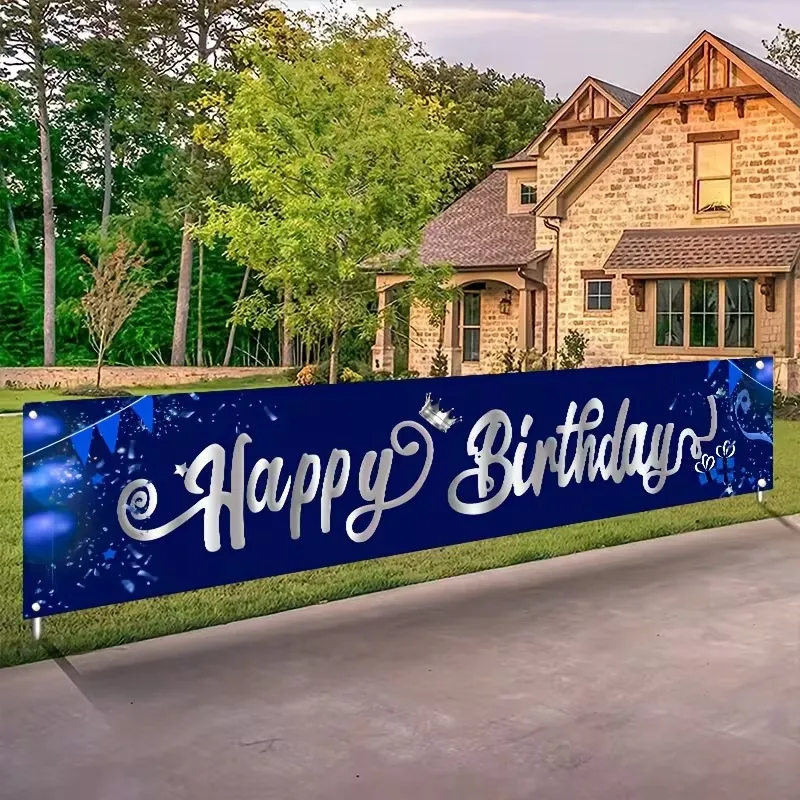 Happy Birthday Party Yard Banner Outdoor Garden Decoration Large Soccer Pink Blue Theme Happy Birthday Sign For Lawn Fence