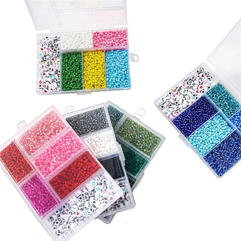 DIY Glasperlen Kit Für Schmuckherstellung Mit Buchstabenperlen Herzperlen Elastischer Kordel Aufbewahrungsbehälter Mehrfarbig