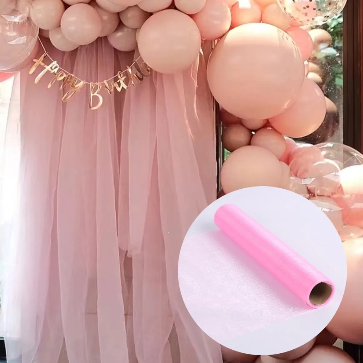 Decorative Tulle Roll Mesh Gauze Fabric For Wedding Party Backdrop Decoration Flower Packaging Material Multi Color Event