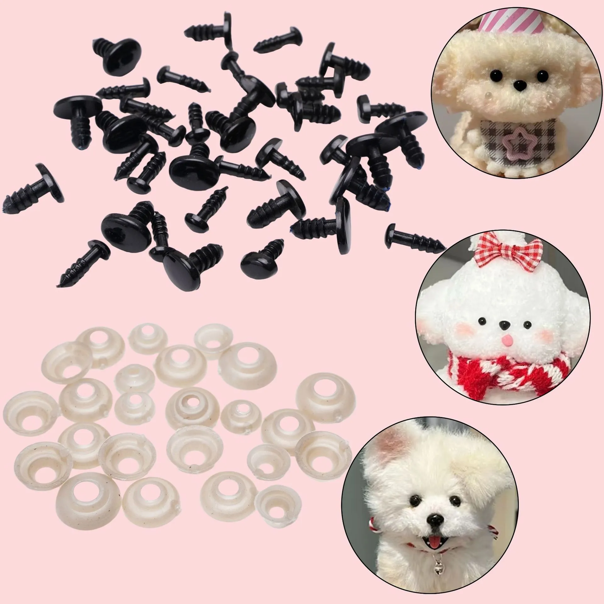 Black Acrylic Safety Eyes And Noses With Washers For Doll Making DIY Plush Toys Craft Supplies Handcrafted Accessories